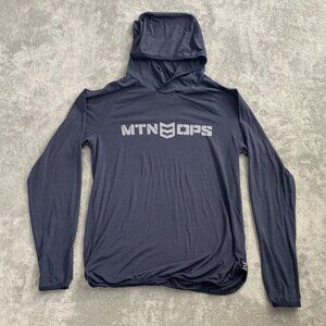 MTN OPS Sweatshirt Mens Small Shade Hoodie Lightweight Pullover Top Blue Outdoor